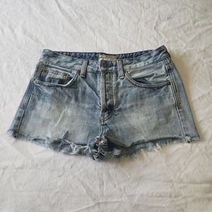 Free People Cutoff Shorts Button Fly Size 27 Medium Wash